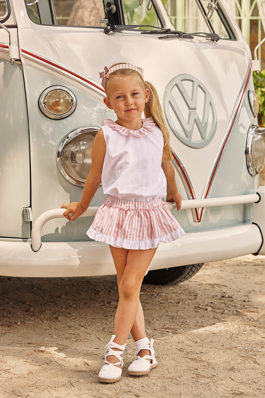 GIRL'S STRIPED SHIRT AND BLOOMER SET