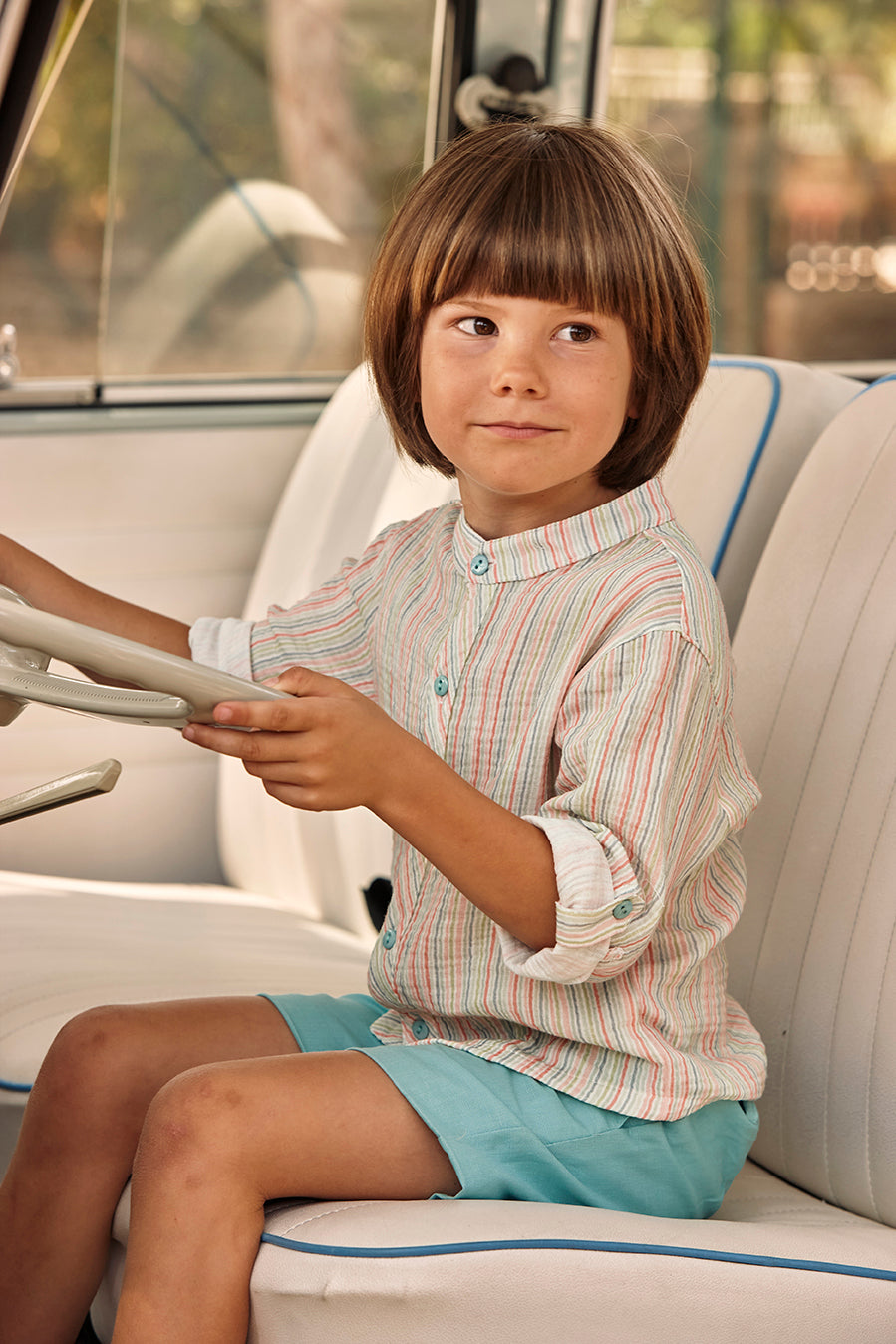 BOY'S STRIPED LONG-SLEEVE SHIRT SET 