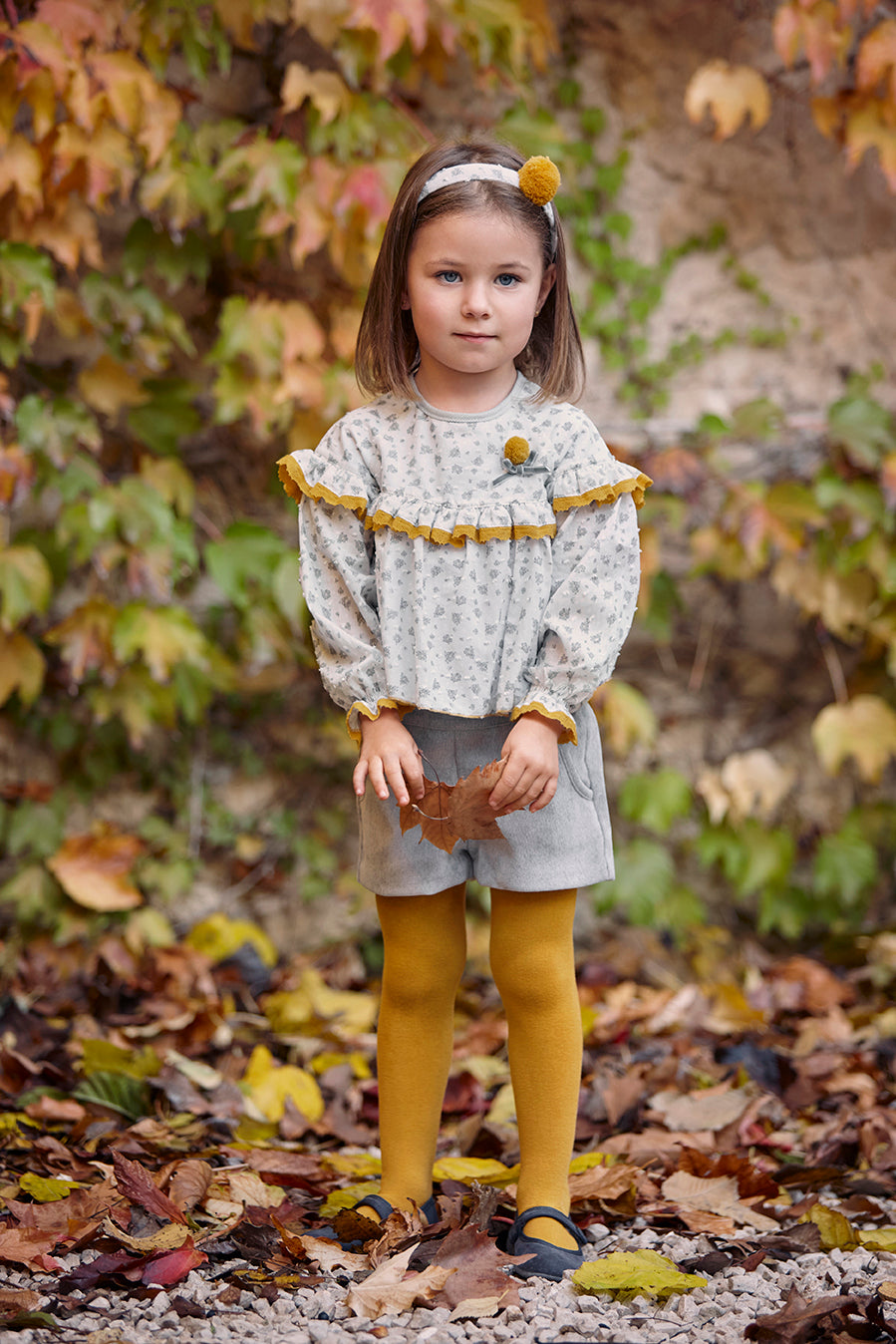CONJUNTO NIÑA CAMISA FLORECITAS PANTALON BOLSILLOS