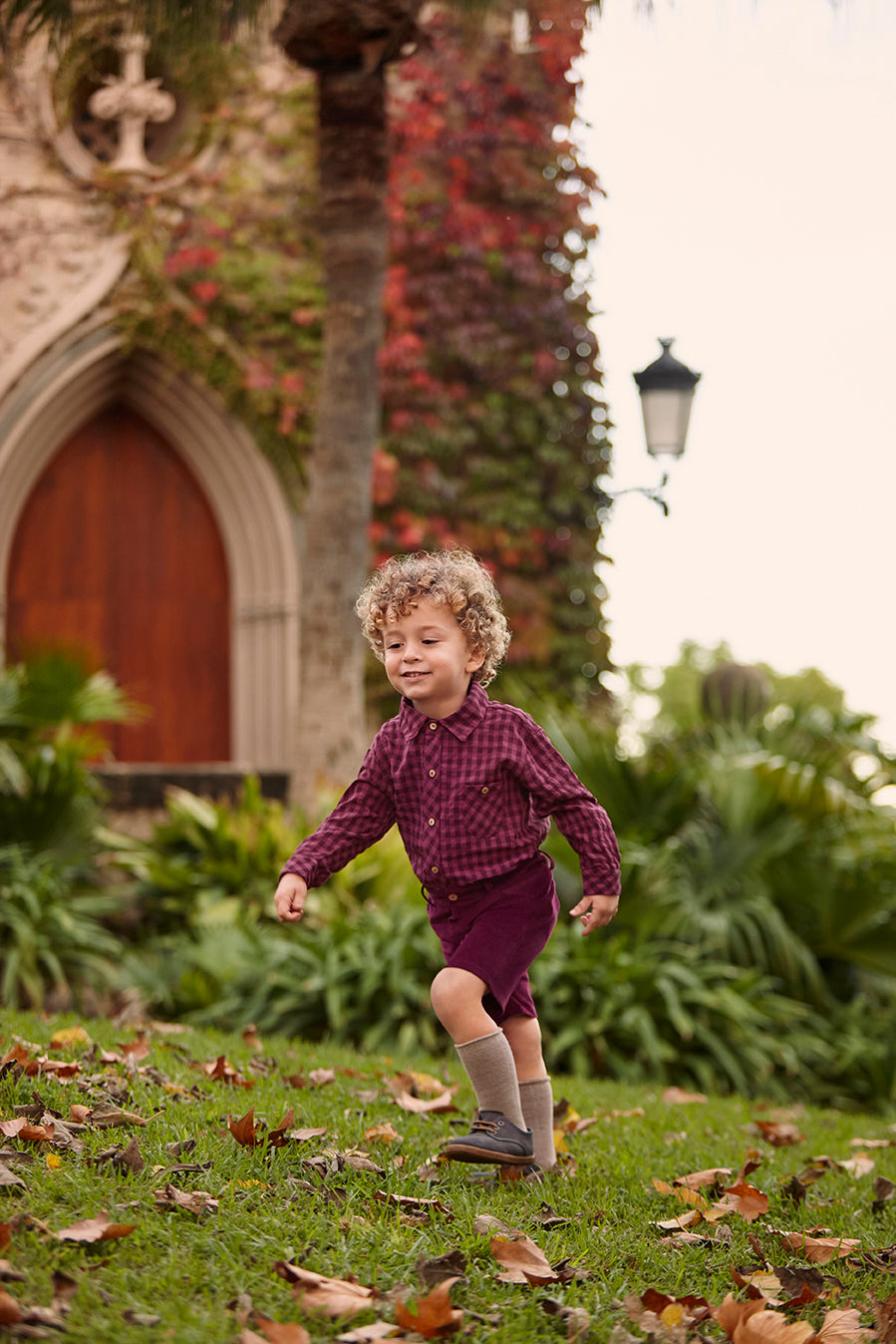 COMPLETO DA BAMBINO PANTALONI IN VELLUTO A COSTINE E CAMICIA A QUADRI