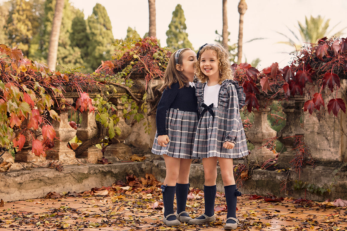 ABITO A QUADRI CON FIOCCO IN VELLUTO