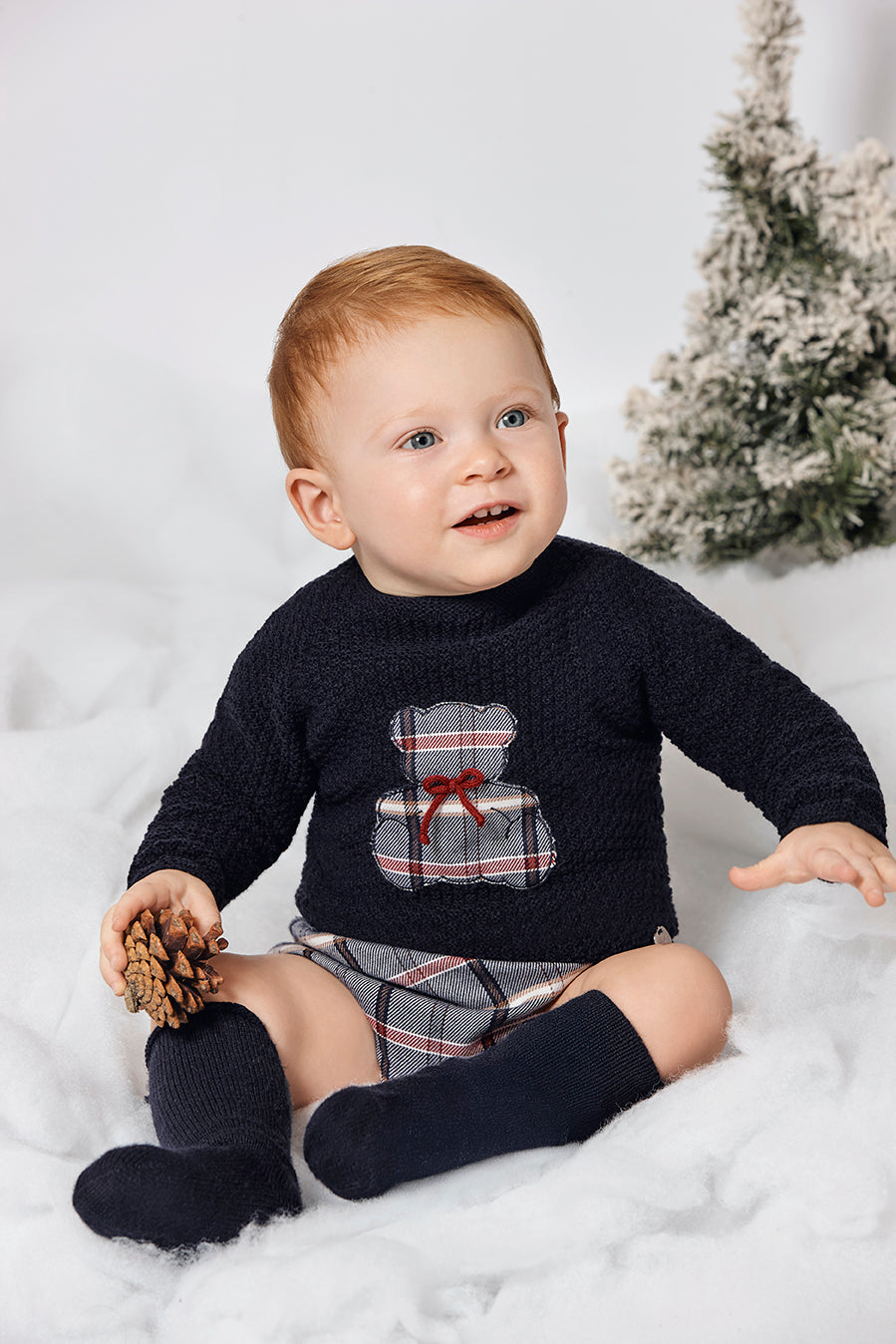 SET DI SLIP RICAMATI CON ORSO A QUADRI