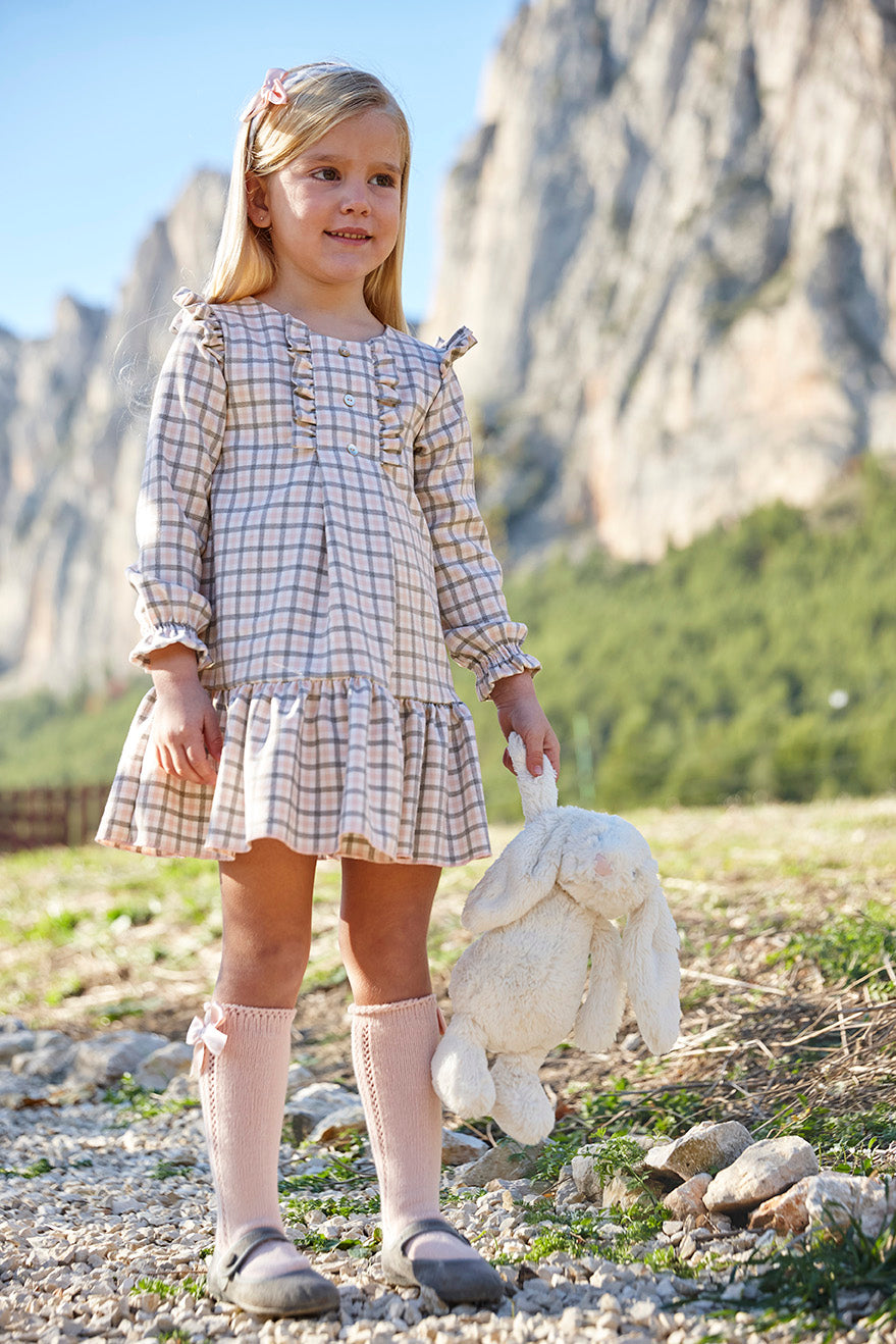 VESTIDO CUADRITOS VOLANTES