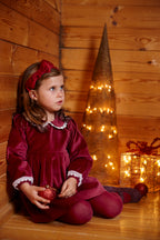 VESTIDO CORTADO CINTURA TERCIOPELO CUELLO